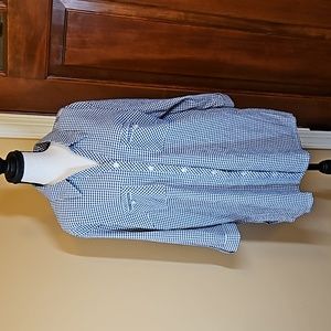 EMILY DANIELS BUTTON DOWN SHIRT TOP XL CHECKERED STYLE BLACK WHITE